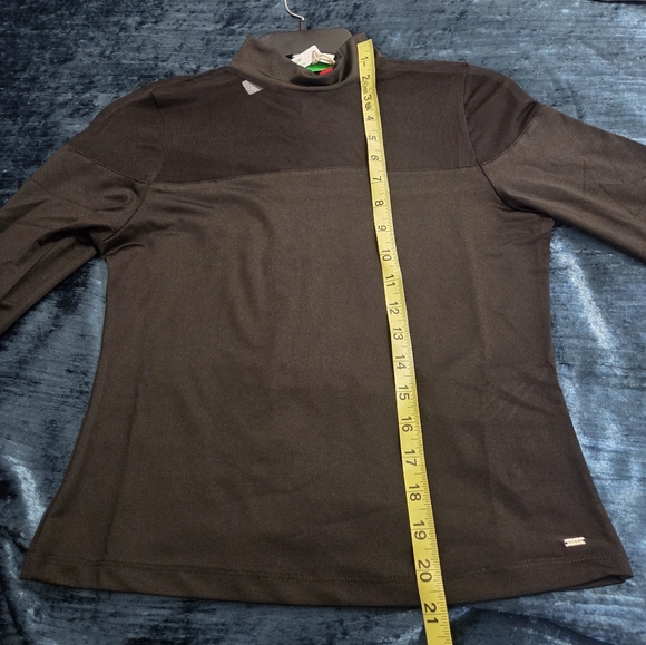 Black Sheer Mesh Collared Neckline & Solid Black  Long-Sleeve Top - Picture 6 of 6